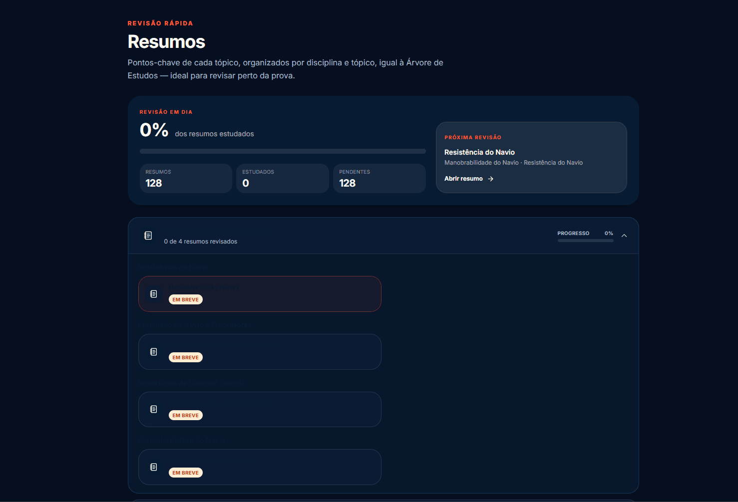 Captura de tela: Apostilas e resumos por disciplina